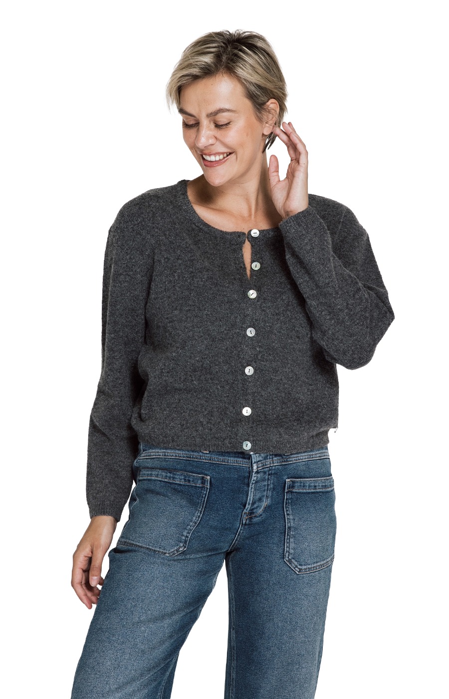 Zhrill Elidi Strickjacke – weicher Cardigan mit schimmernden Knöpfen