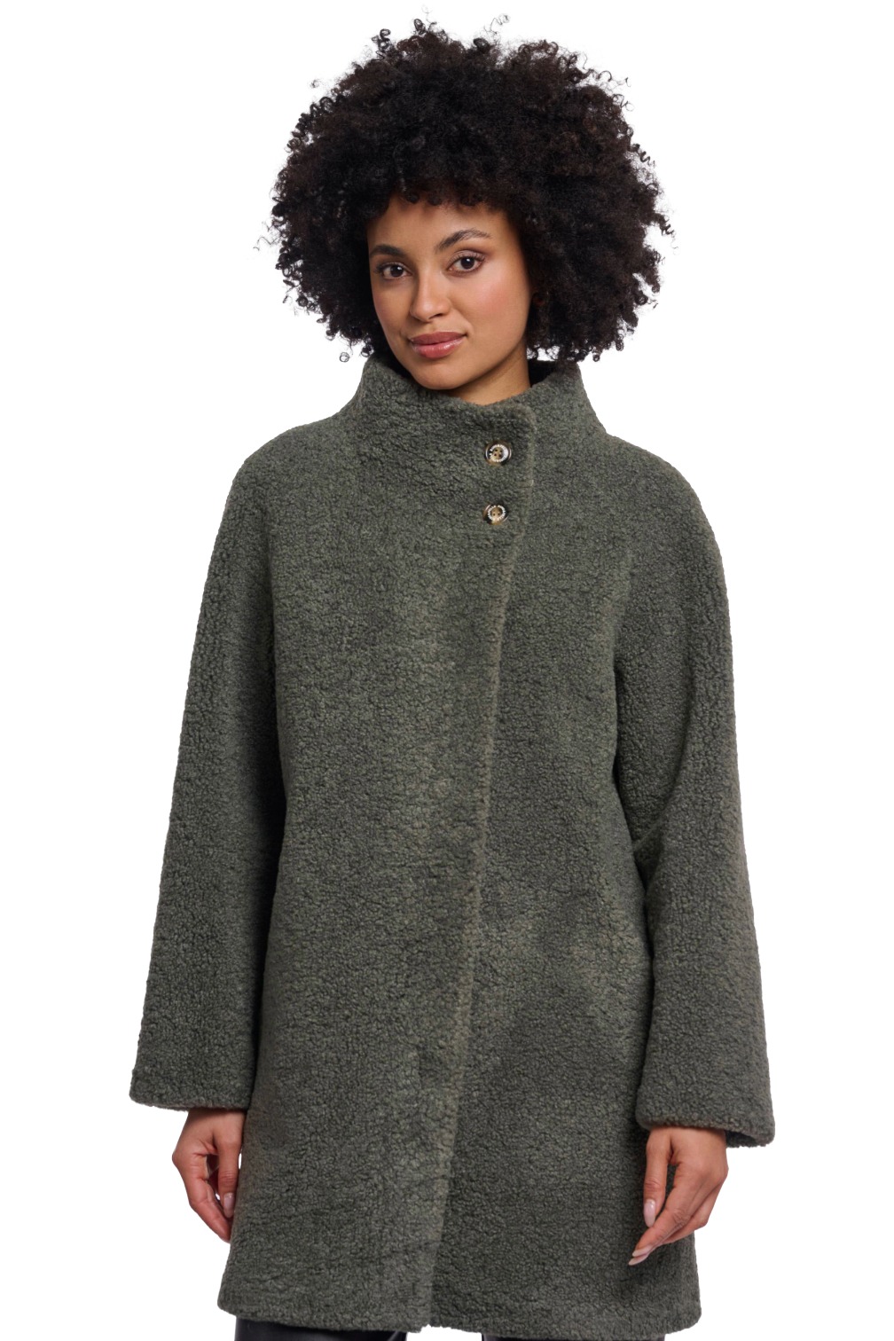 Rino & Pelle Zoe Damen Boucle-Mantel mit Stehkragen
