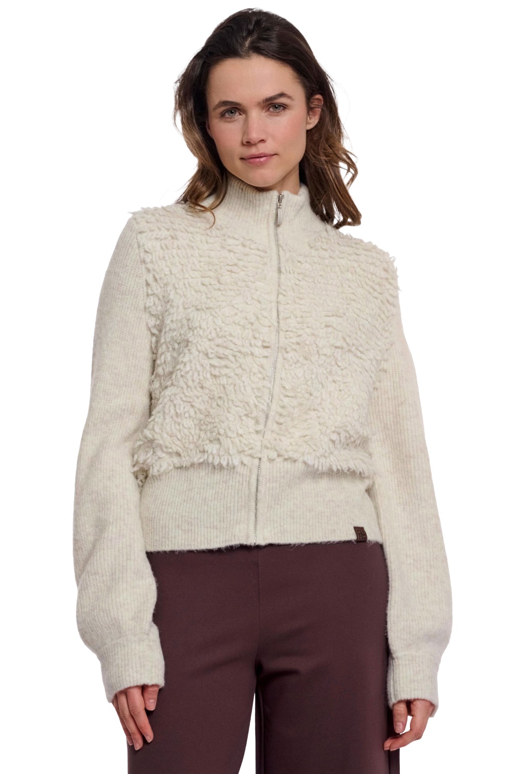 Rino & Pelle Malak Damen Strickjacke mit Teddy-Detail