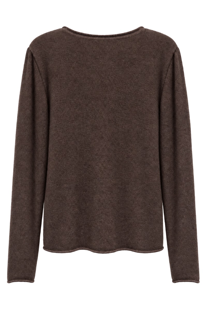 Feiner Strickpullover mit Rollkante & Angora
