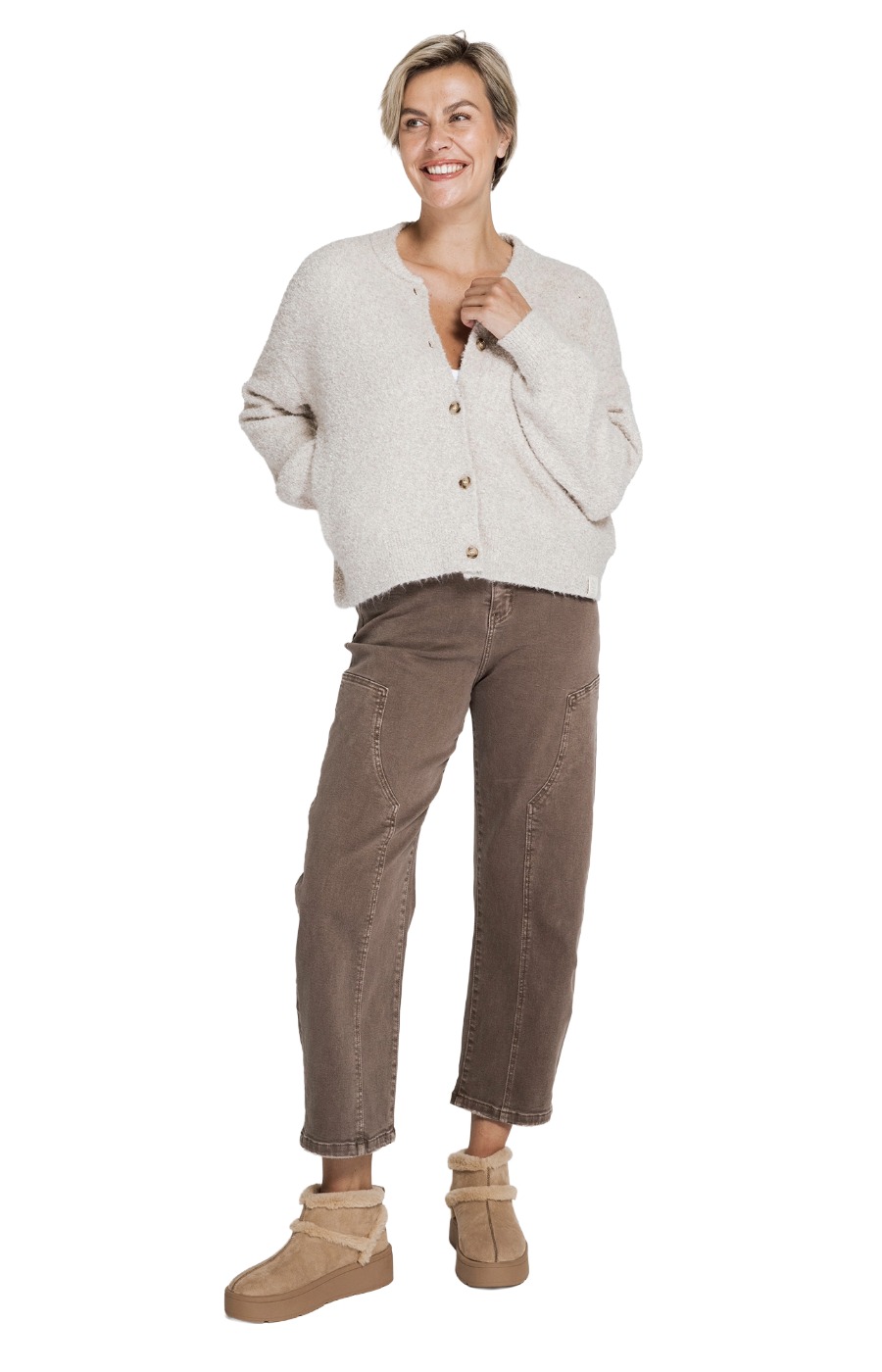 Zhrill Iza Straight Barrel Jeans – Brown W9047