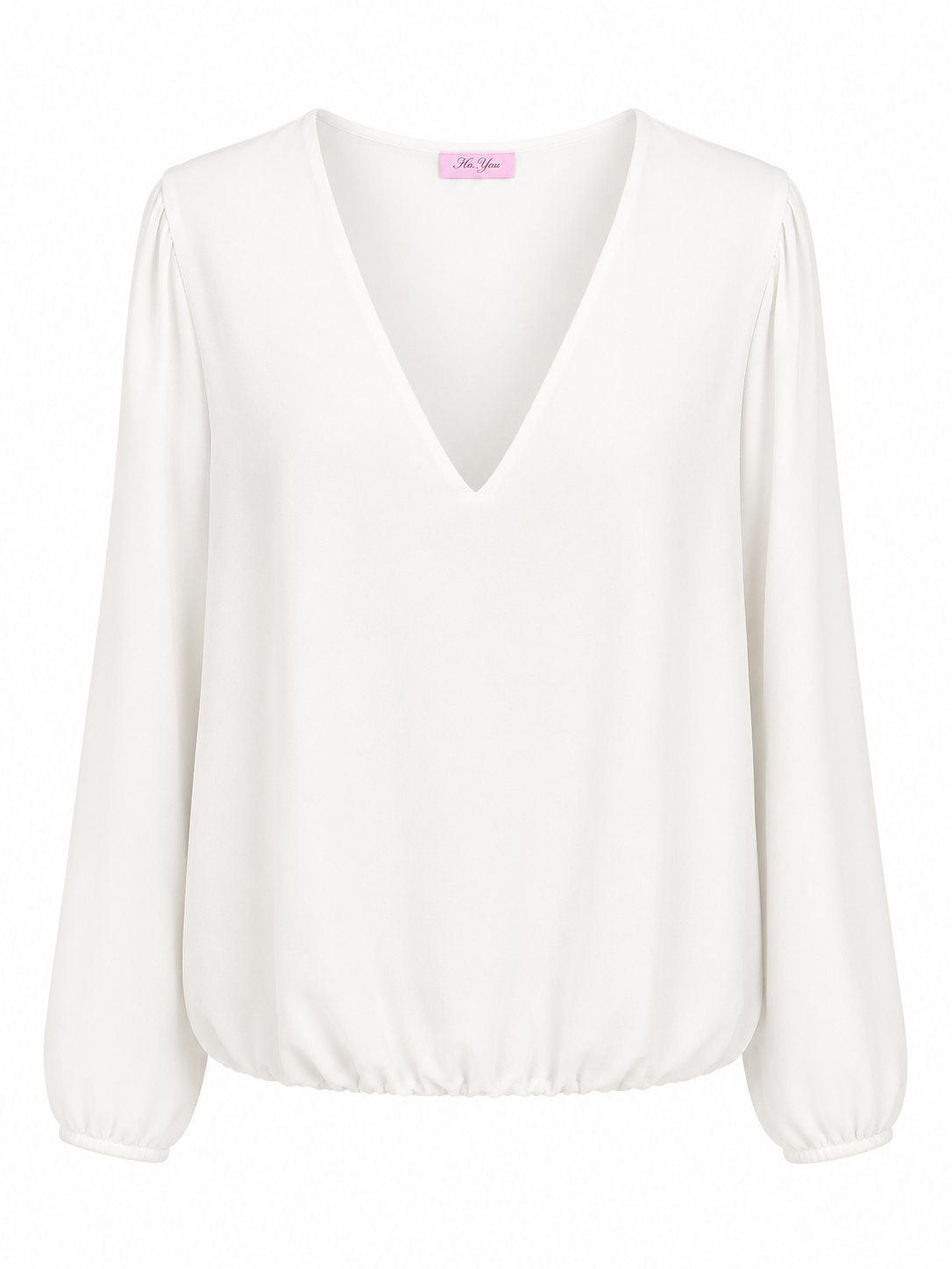 Ballonblusenshirt mit transparentem Oberstoff & V-Ausschnitt