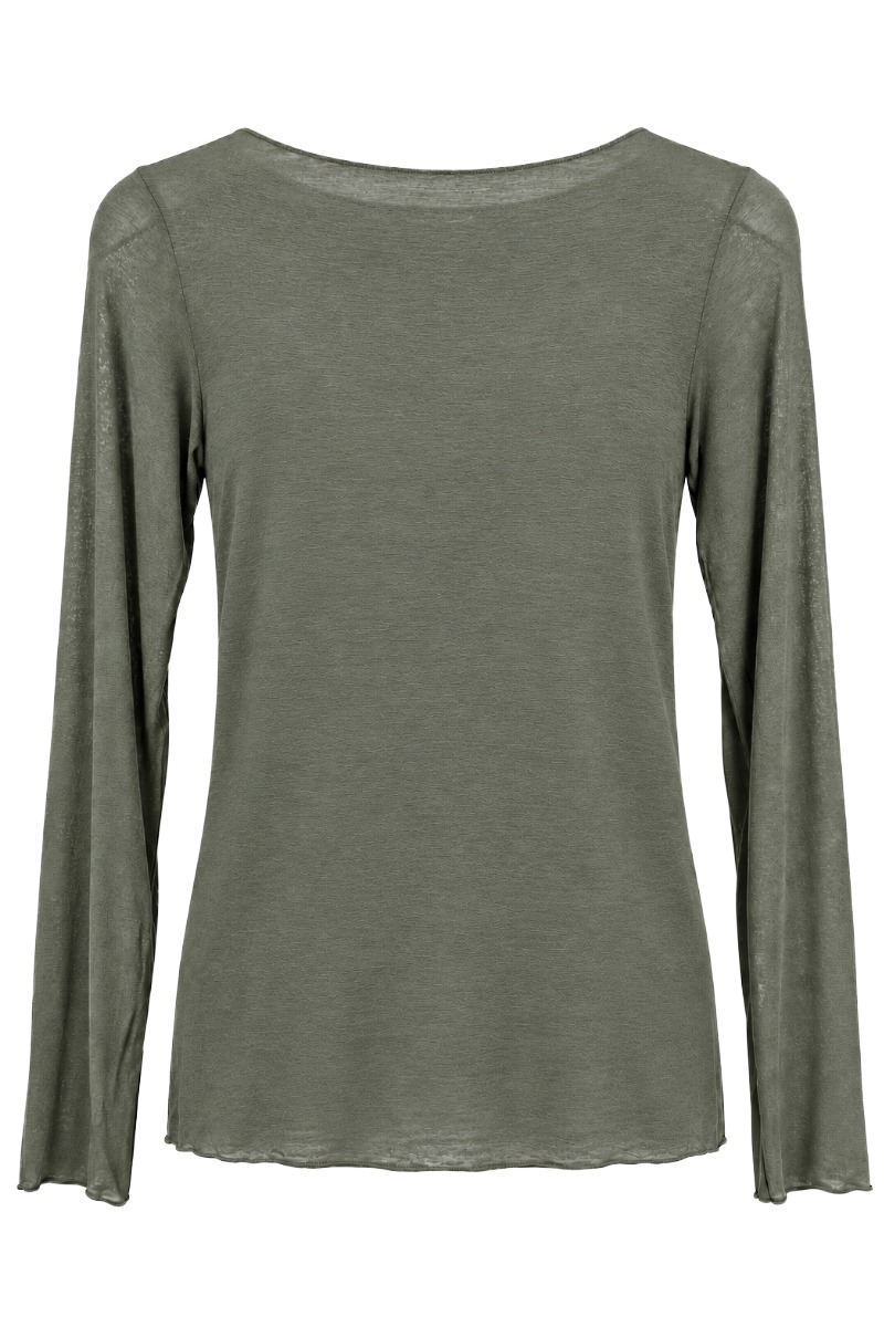 Leicht transparentes Longsleeve mit Rundhals & Cashmere