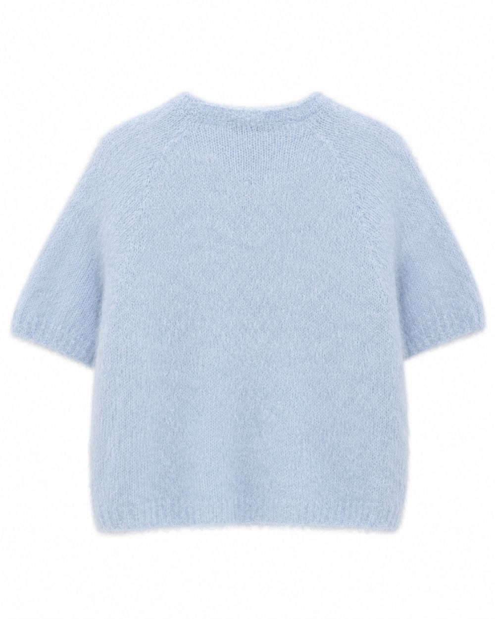 Strickpullover aus Kid - Mohair mit Rundhals und Kurzarm