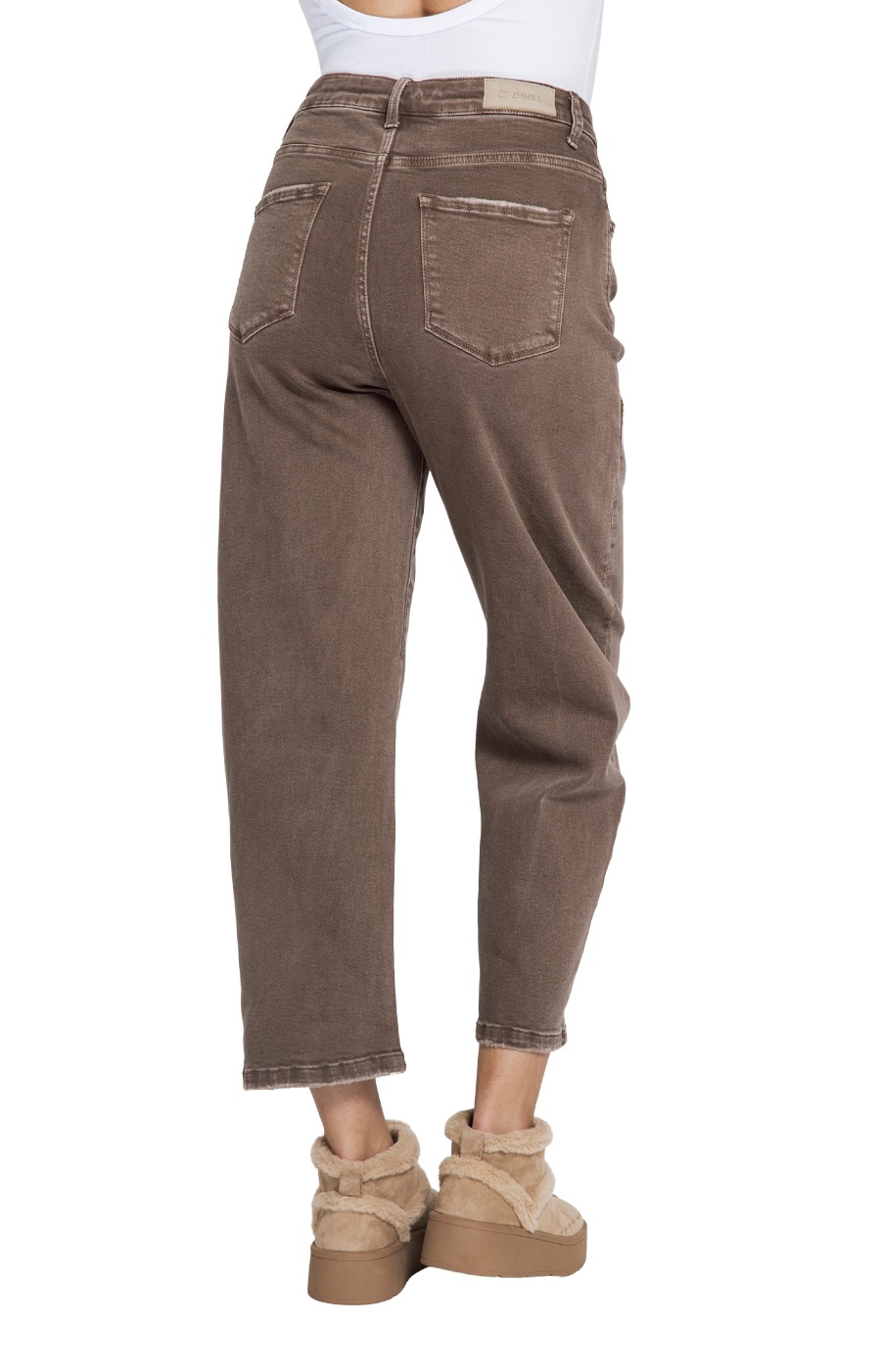 Zhrill Iza Straight Barrel Jeans – Brown W9047