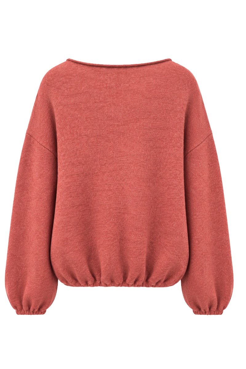 Ballon- Strickpullover mit U-Boot Rundhals