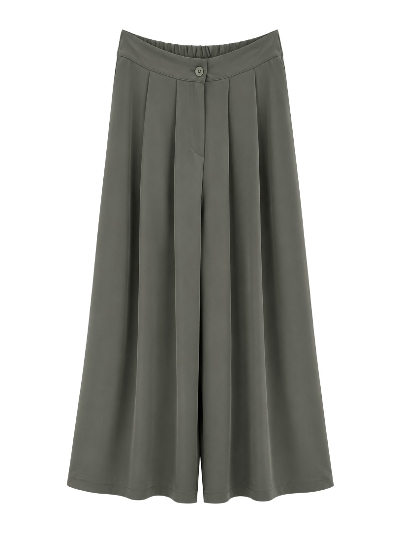 Fließende Palazzo-Falten-Hose mit Gummizug hinten