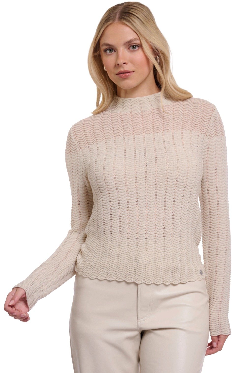Rino & Pelle Ilvi Damen Ajour-Strickpullover mit Zickzackmuster