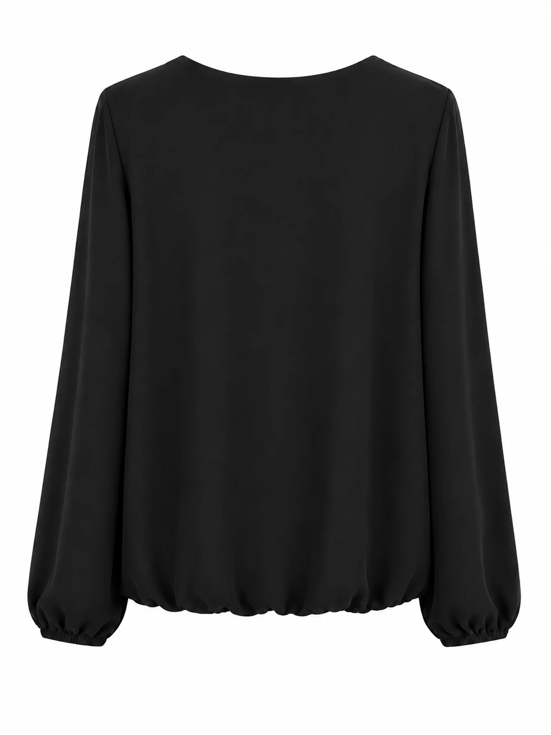 Ballonblusenshirt mit transparentem Oberstoff & Falten-Rundhals