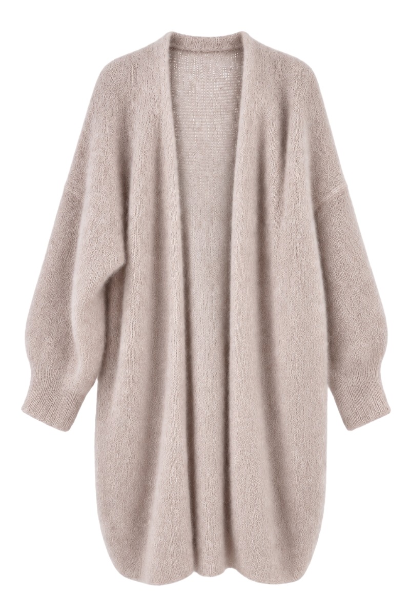Kid-Mohair Midi-Strickmantel – 80% Kid Mohair