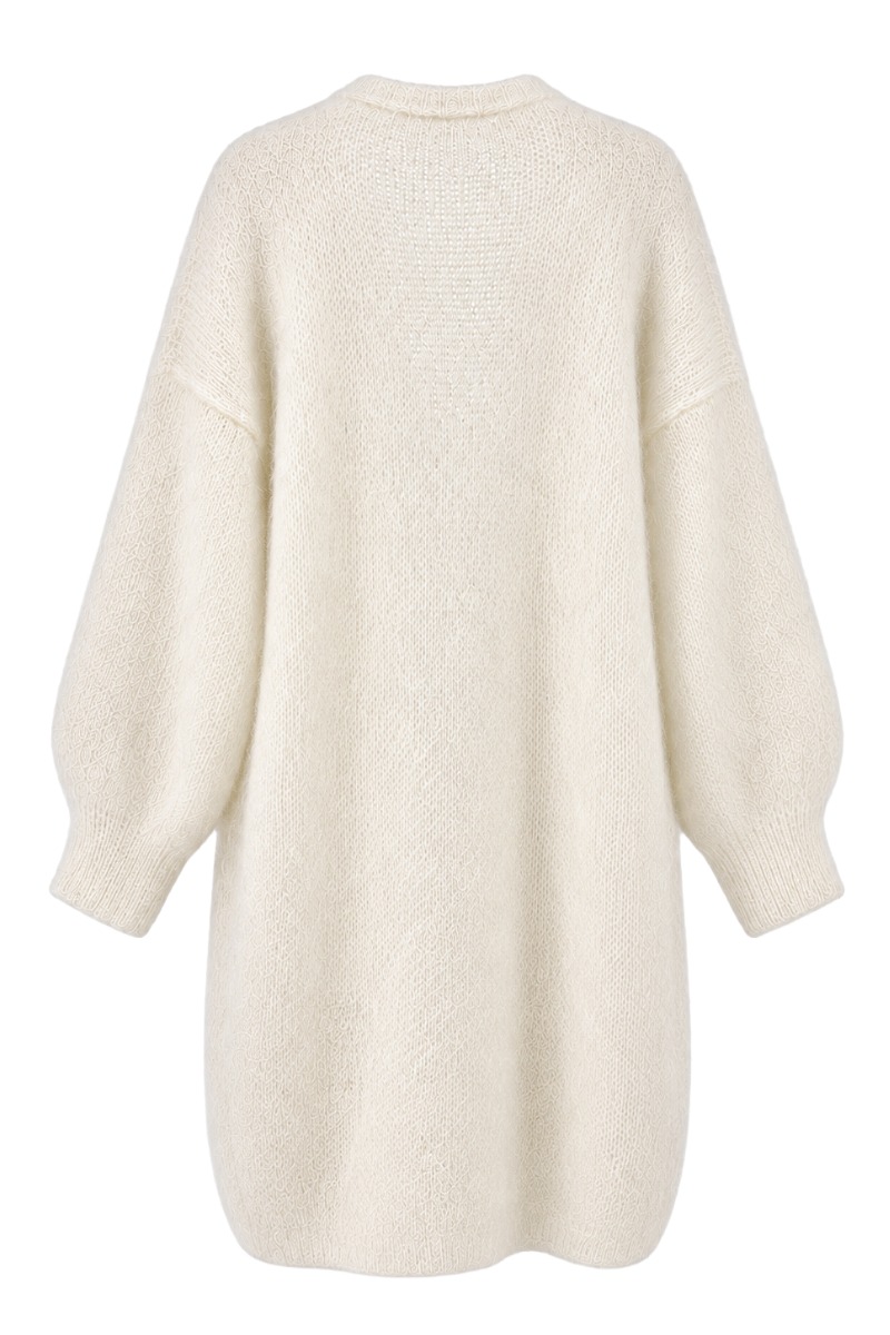 Kid-Mohair Midi-Strickmantel – 80% Kid Mohair