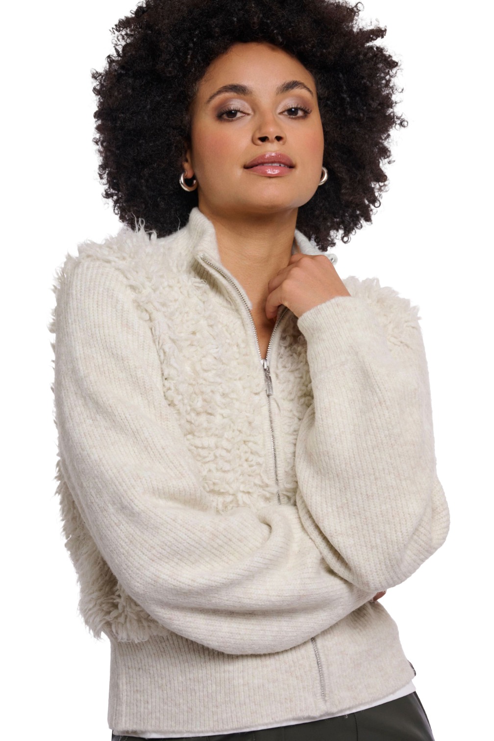 Rino & Pelle Malak Damen Strickjacke mit Teddy-Detail