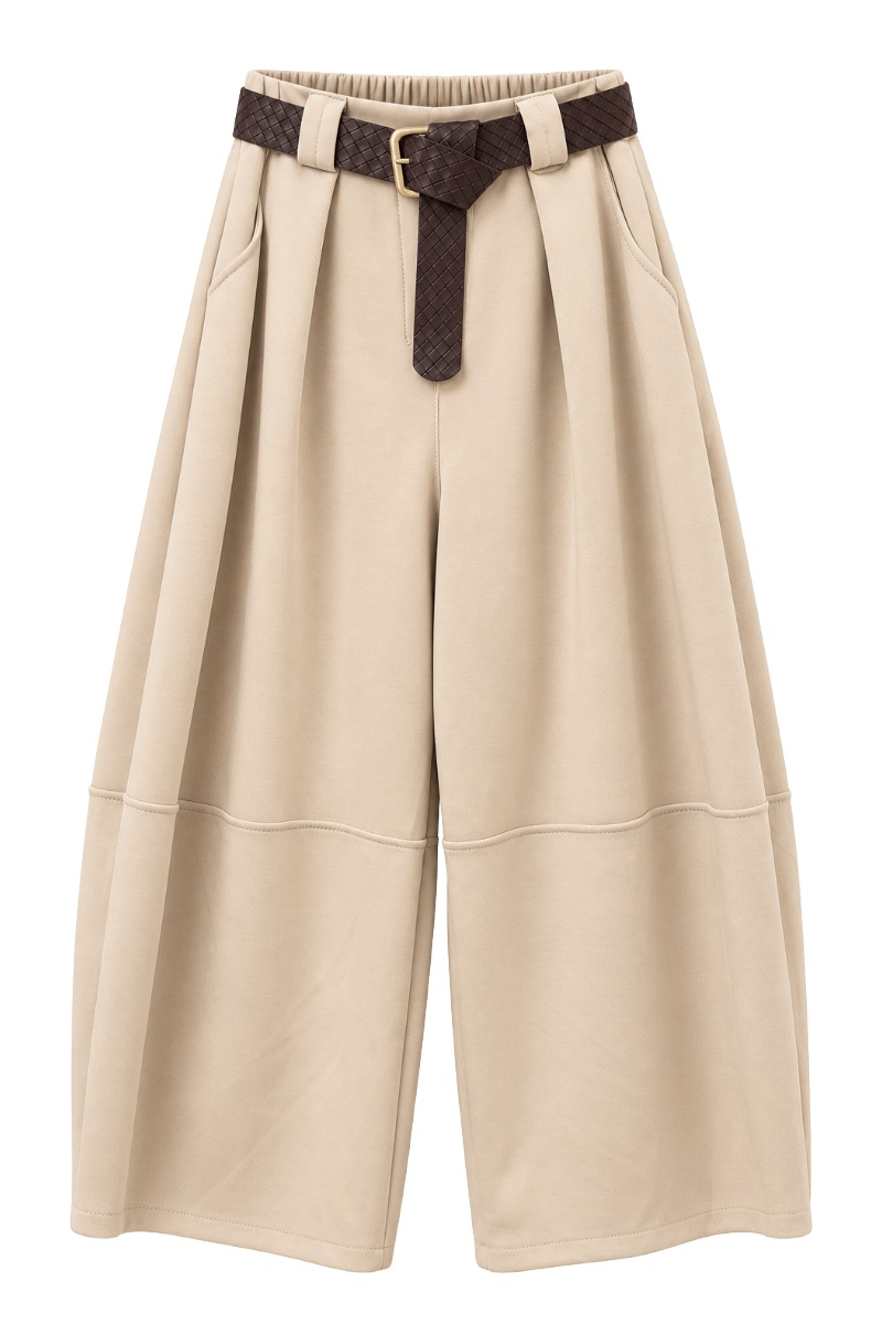 Barrel-Culotte Scuba mit Falten & Gürtel