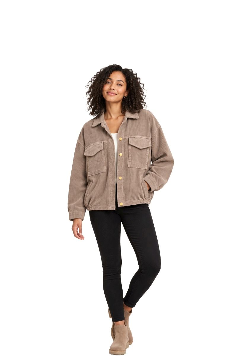 Cord -Hemdjacke mit Druckknöpfen