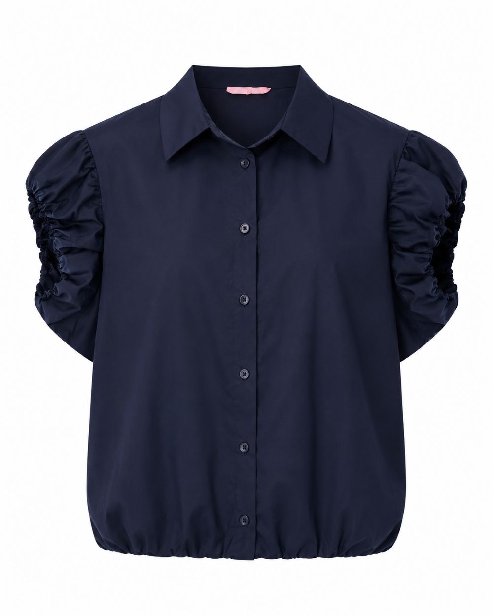 Damen Ballon-Bluse mit gerafften kurzen Statement-Ärmeln