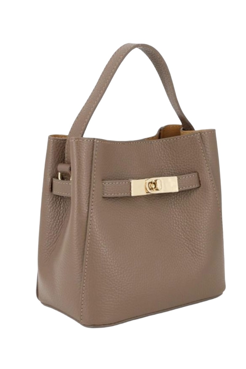 Leder Henkeltasche 0543 2-in-1 mit Drehverschluss & Innentasche
