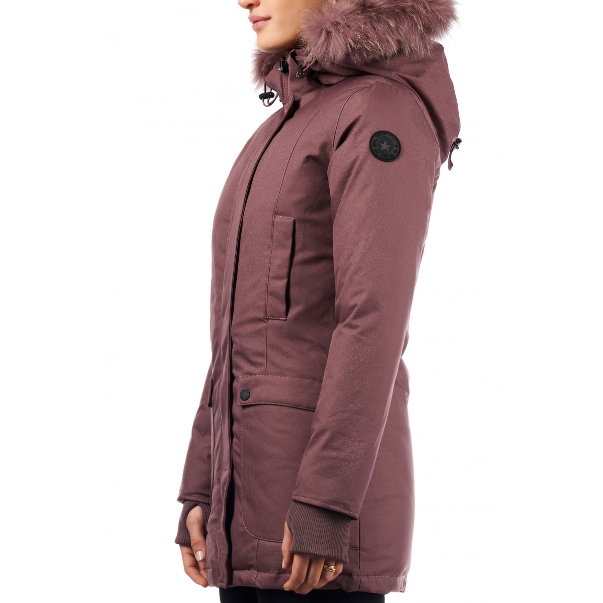 Airforce Slimfit Herringbone Damen Parka TTT - rose mit rose Fellkragen