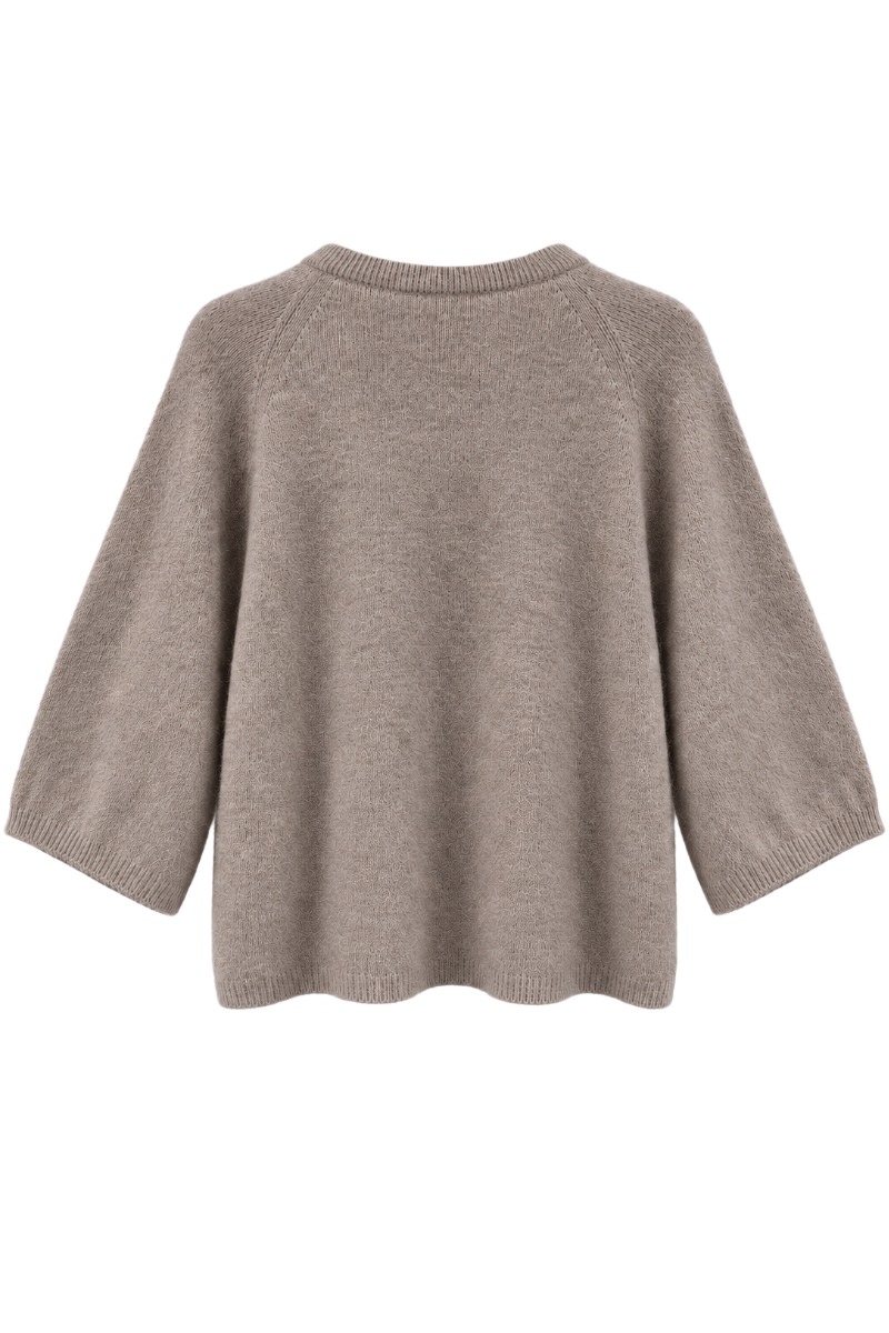 Feiner Angora Strickpullover mit Halbarm & Rundhals