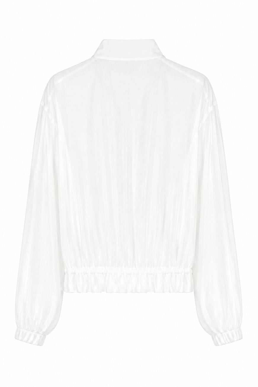 Transparente Blousonjacke Rundhals mit Taschen & Tunnelzug