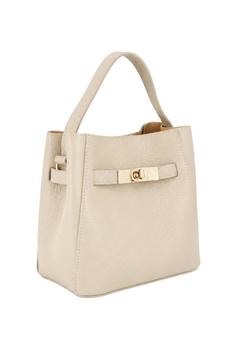 Leder Henkeltasche 0543 2-in-1 mit Drehverschluss & Innentasche