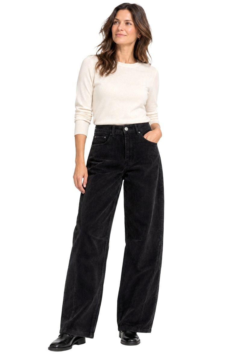Melly & Co Damen Cordhose im lockeren Barrel Straight Cut