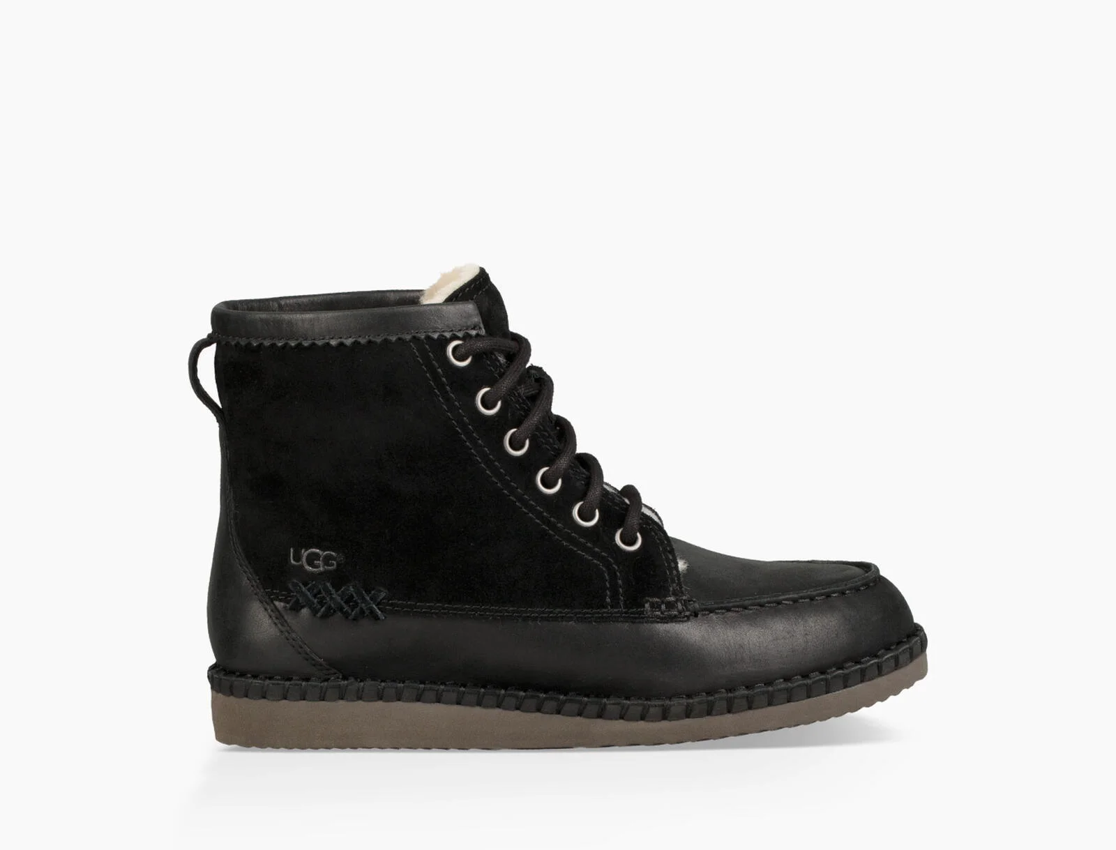 UGG Quinlin lace up Schnürrschuh mit flaschigem Lamm Futter - schwarz