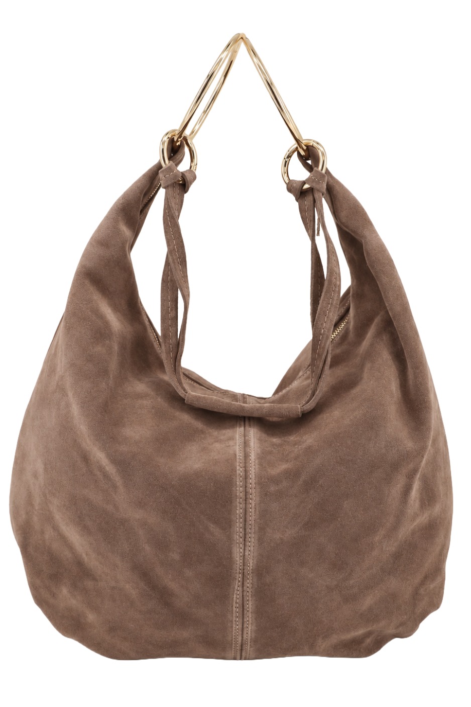 Wildleder - Shopper Hobo Bag 461 Damen Tasche mit Metallring-Henkel