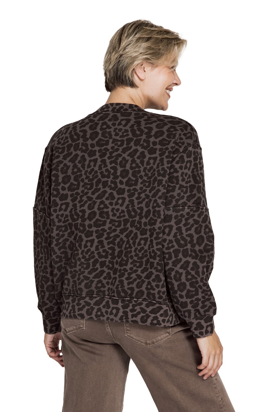 Zhrill Lilla Sweatjacke – Leo-Blouson in Braun