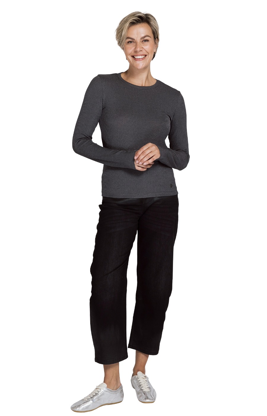 Zhrill Suki LS – geripptes Damen Langarmshirt mit körpernaher Passform