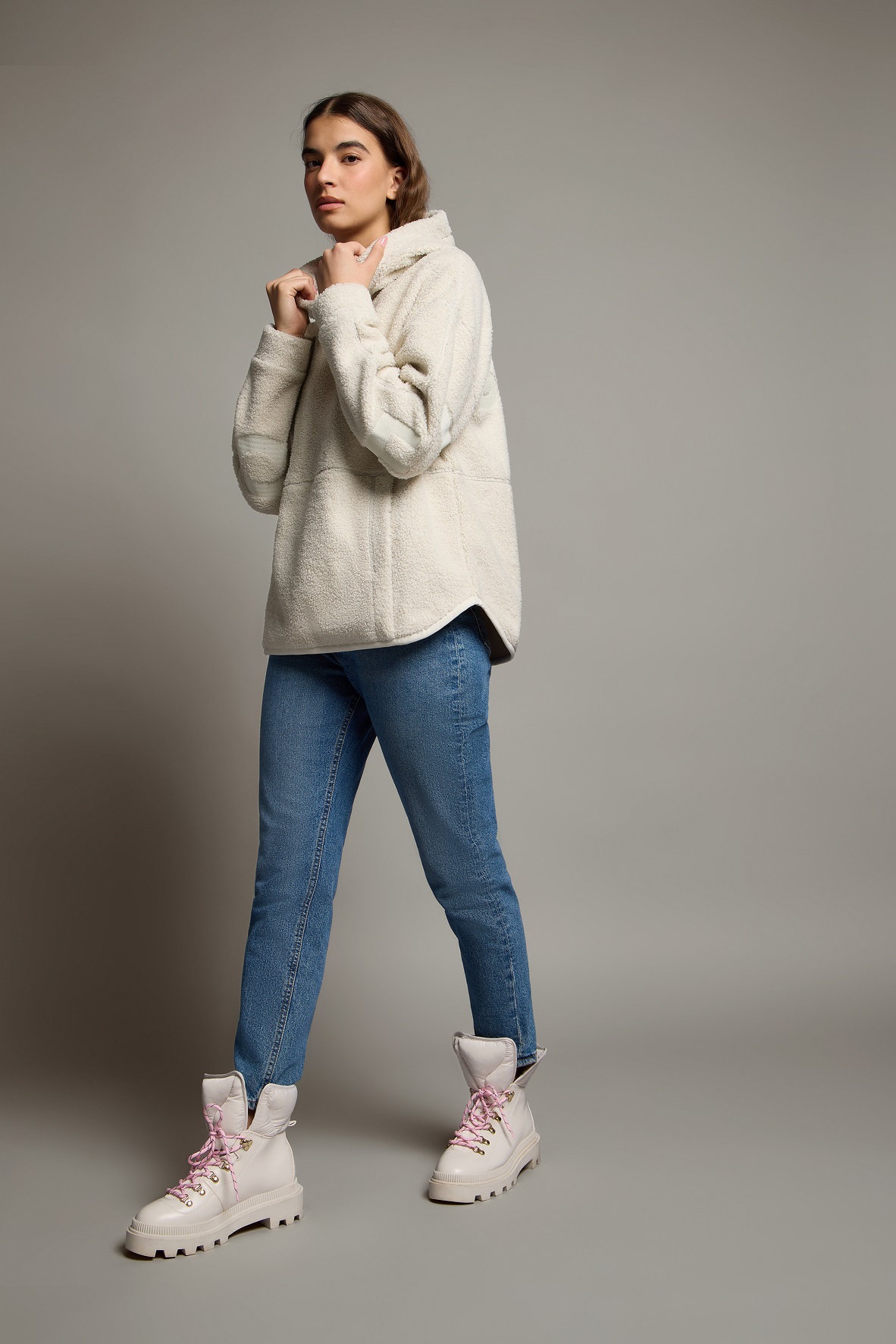 Elbsand Nelia Damen Teddy - Hoodie mit Logo-Details
