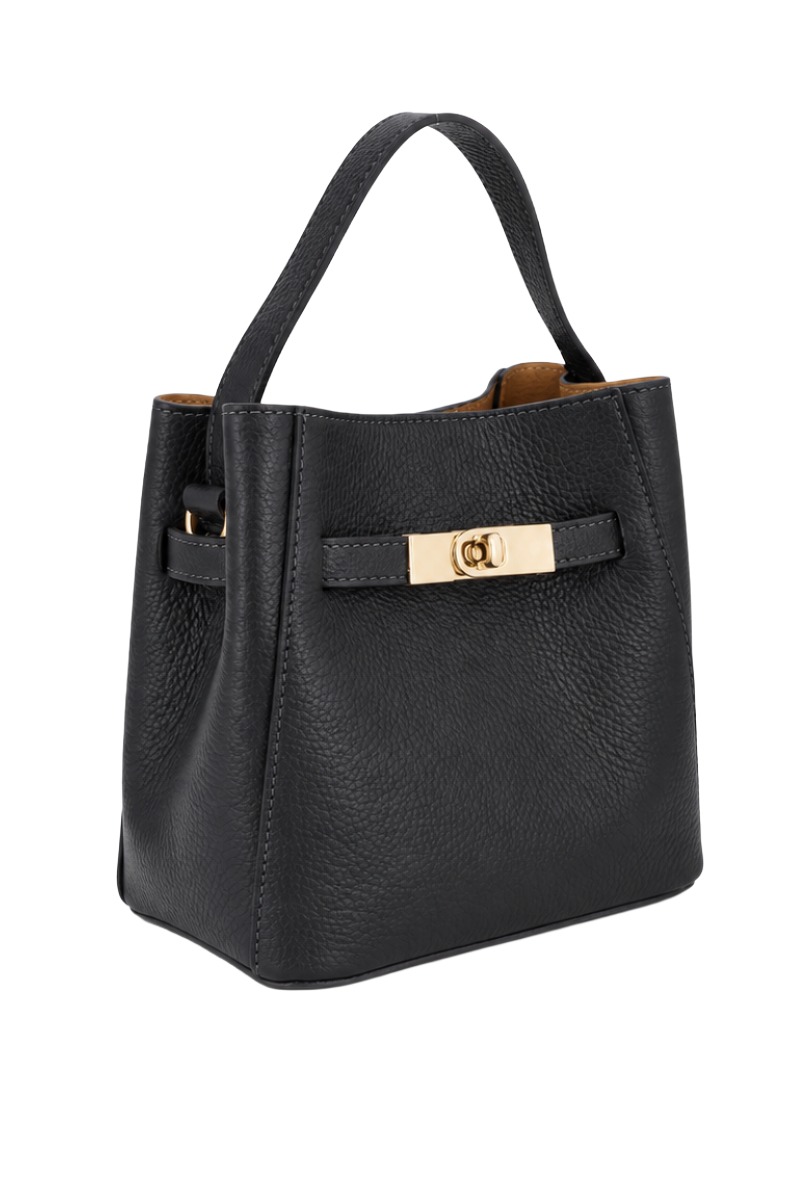 Leder Henkeltasche 0543 2-in-1 mit Drehverschluss & Innentasche