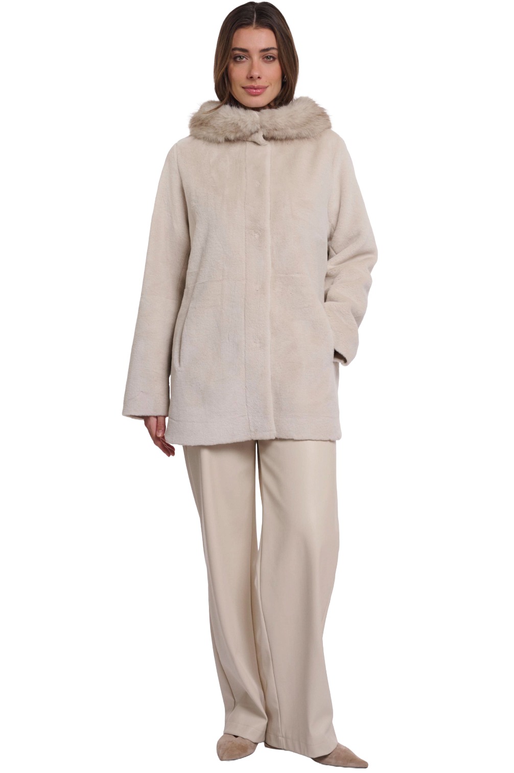 Rino & Pelle Mans Damen Kunstfell-Mantel