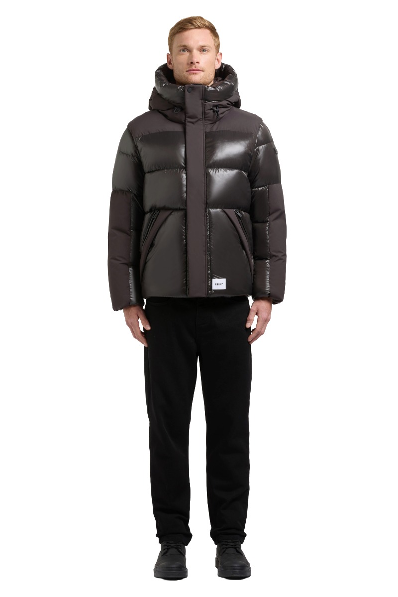 Khujo ALST 2 Herren Winter Steppjacke mit großer Kapuze und glänzenden Stepppartien