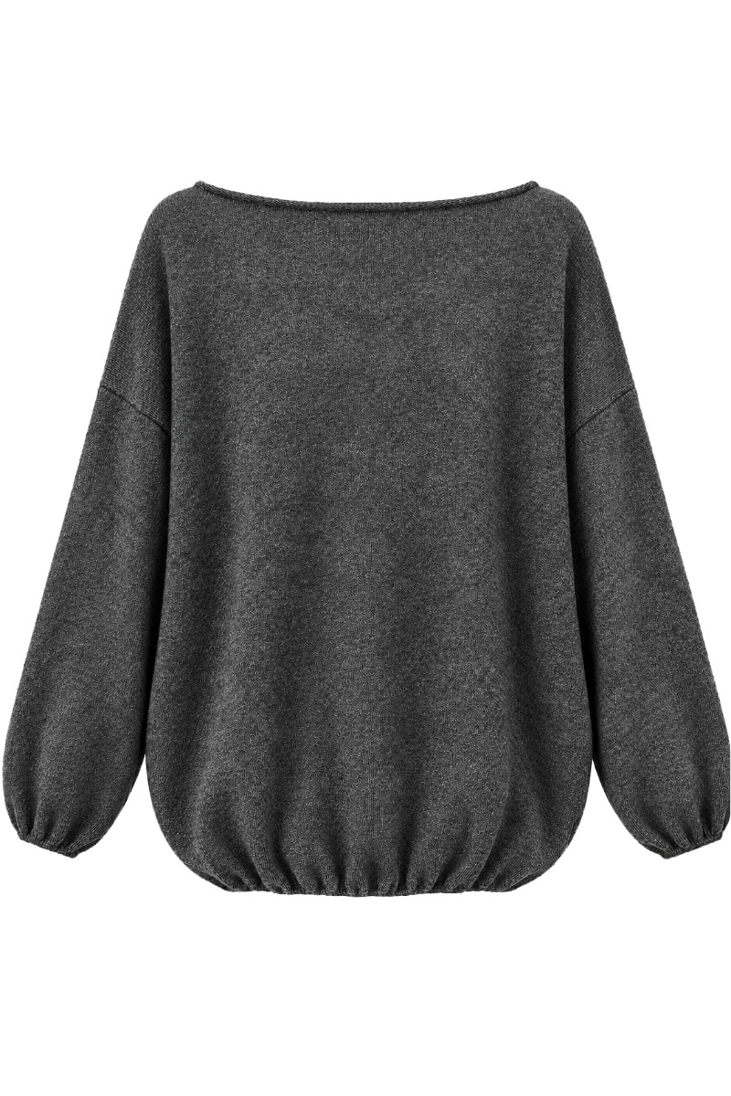 Ballon- Strickpullover mit U-Boot Rundhals
