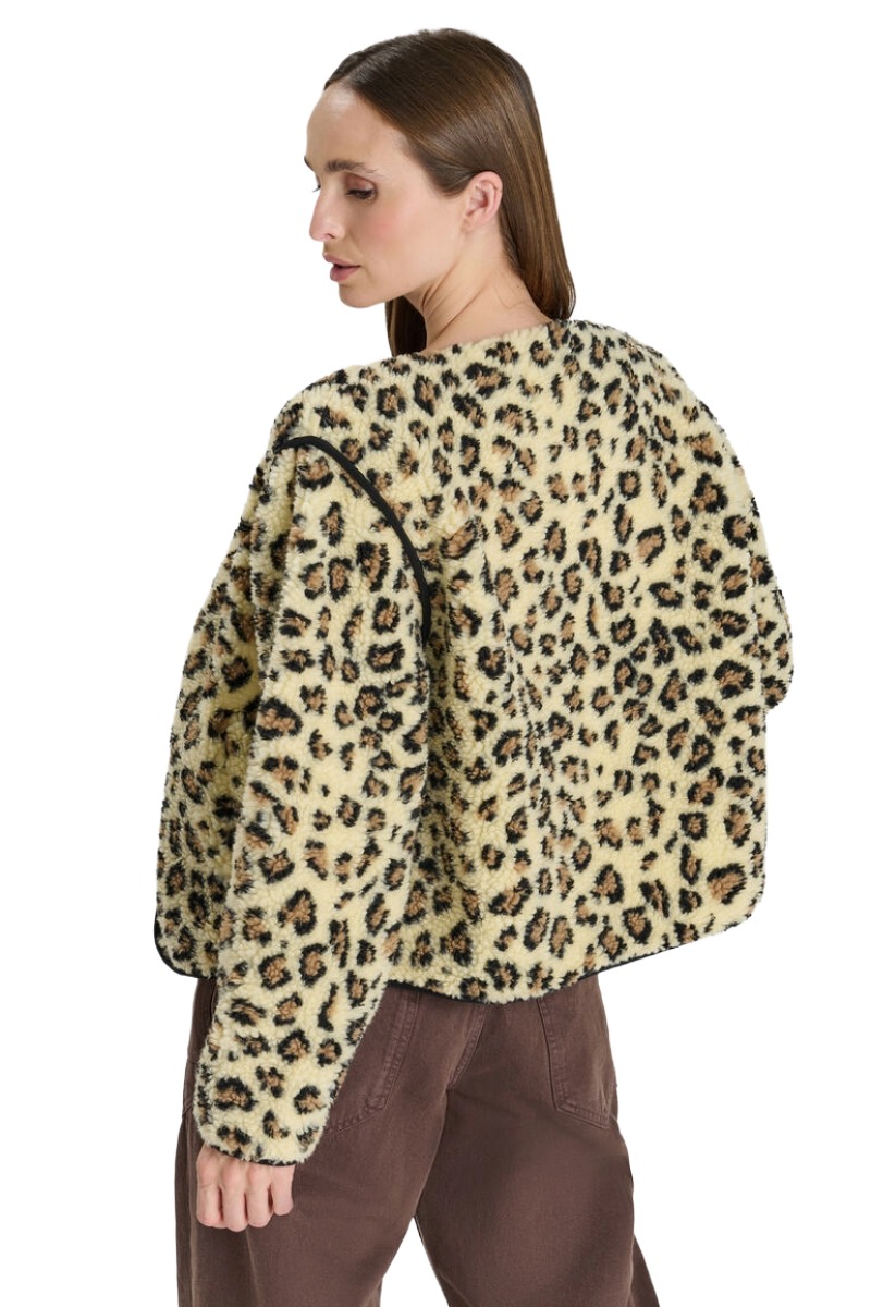 Le Temps des Cerises Poema Teddyjacke im Leo-Look