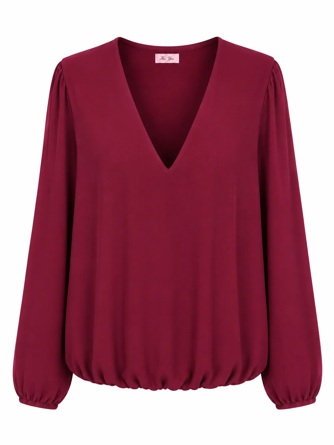 Ballonblusenshirt mit transparentem Oberstoff & V-Ausschnitt
