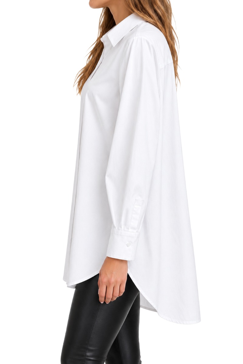 Esvivid Baumwoll Hemd-Longbluse 3047 mit verdeckter Knopfleiste