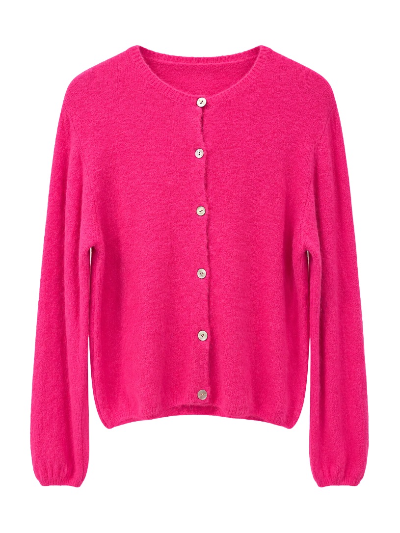 Feine Strickjacke mit Rundhals & Knopfleiste