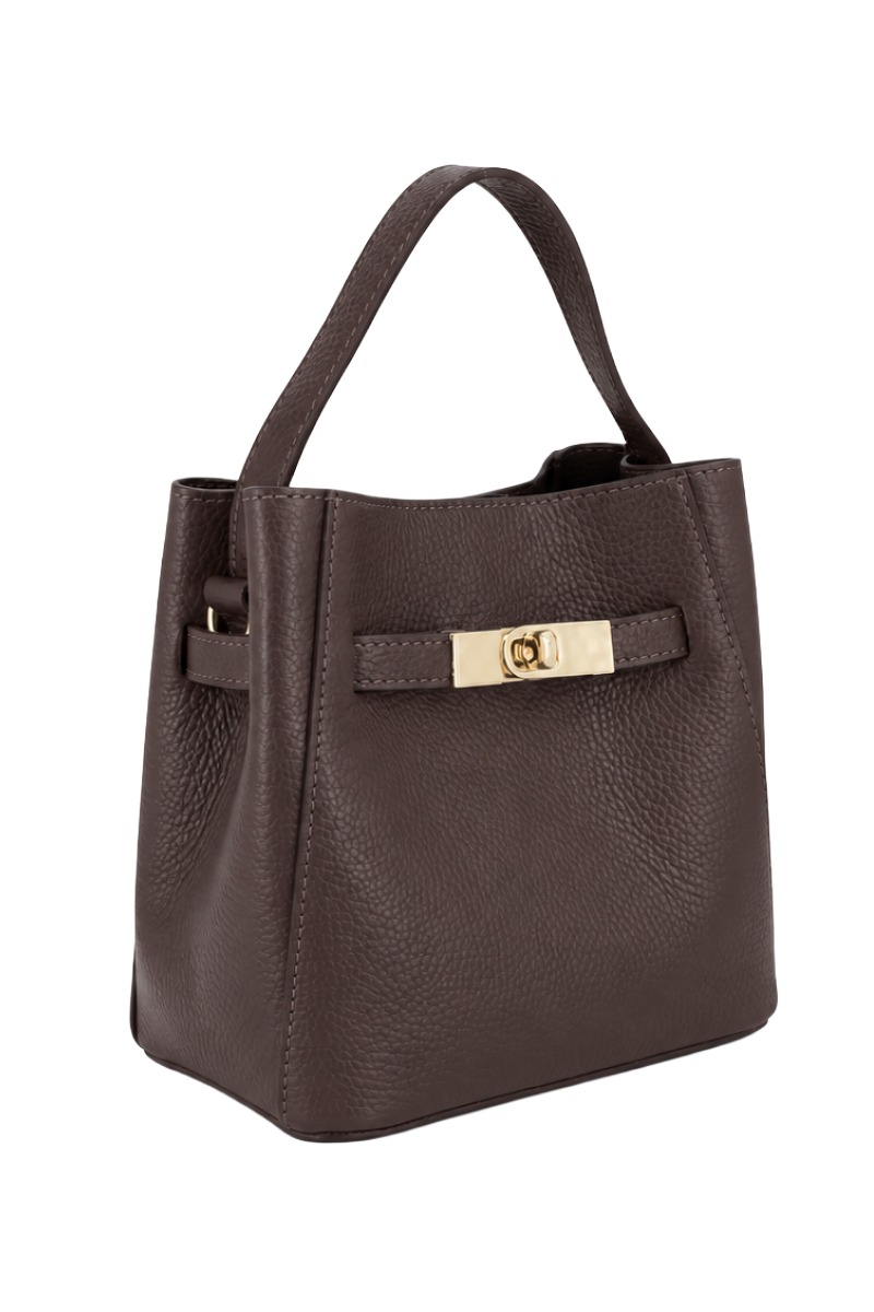 Leder Henkeltasche 0543 2-in-1 mit Drehverschluss & Innentasche