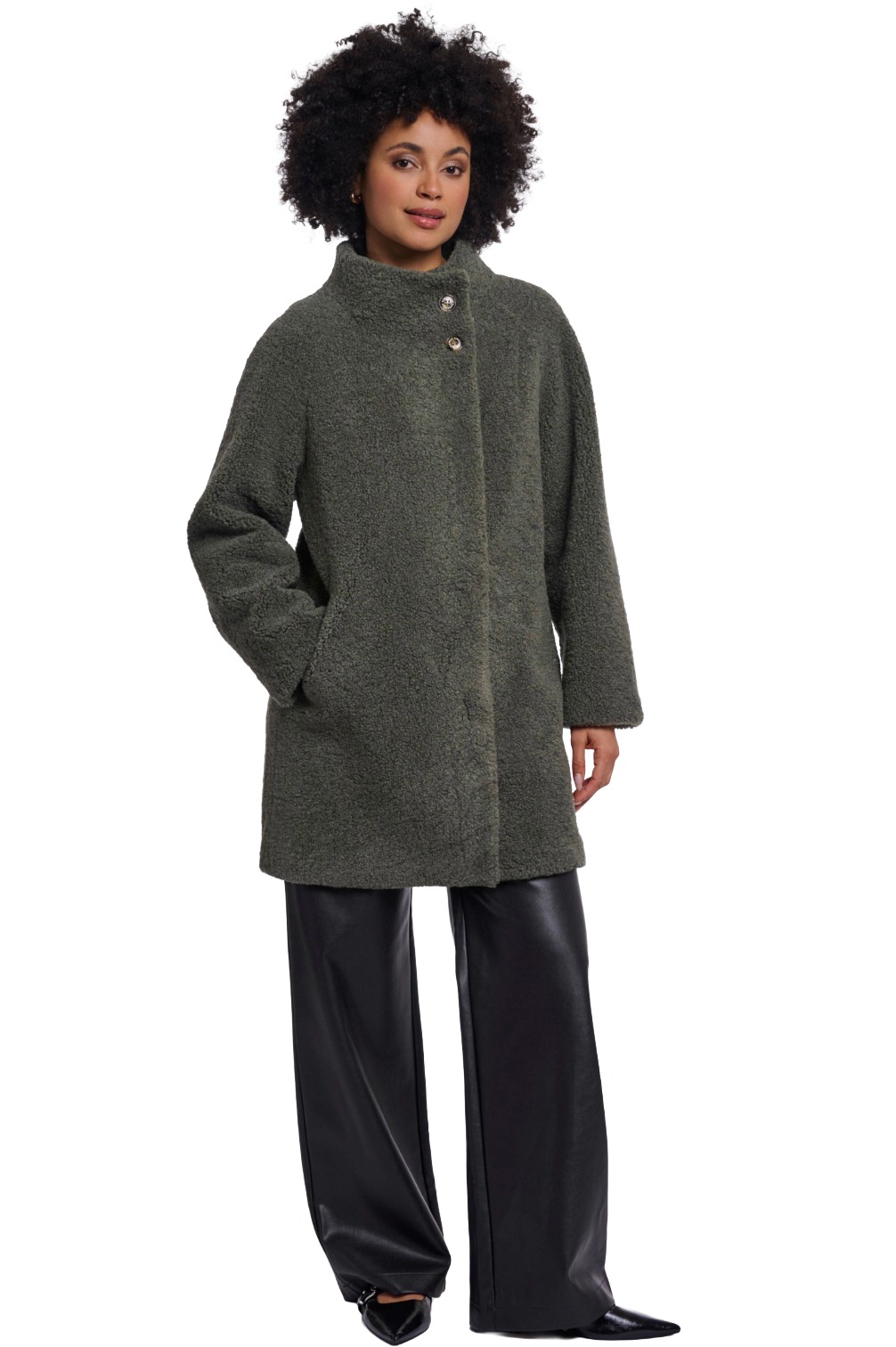 Rino & Pelle Zoe Damen Boucle-Mantel mit Stehkragen