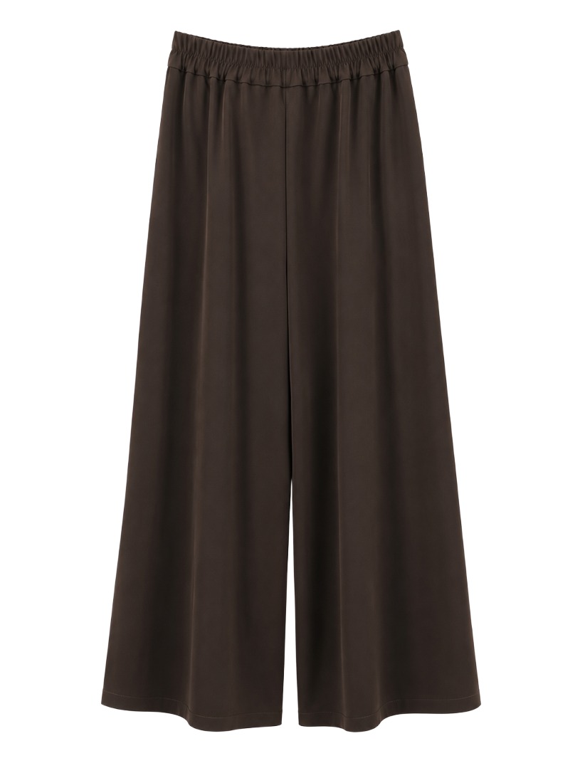Fließende Palazzo-Falten-Hose mit Gummizug hinten