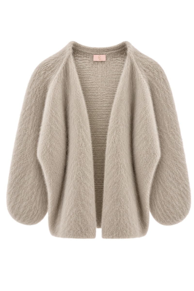 Offene Kid Mohair Strickjacke – 80 % Mohair Made in Italy