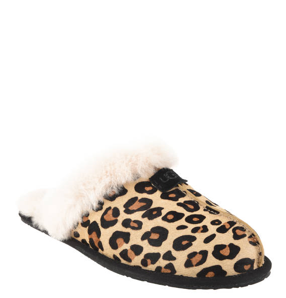 UGG Scuffette II Leo-calf hair Damen Hausschuhe - schwarz mit Geschenkbox