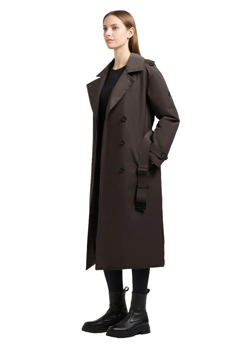 Khujo ELENA Damen-Winter-Trenchcoat mit Stepp-Einsatz und Kapuze
