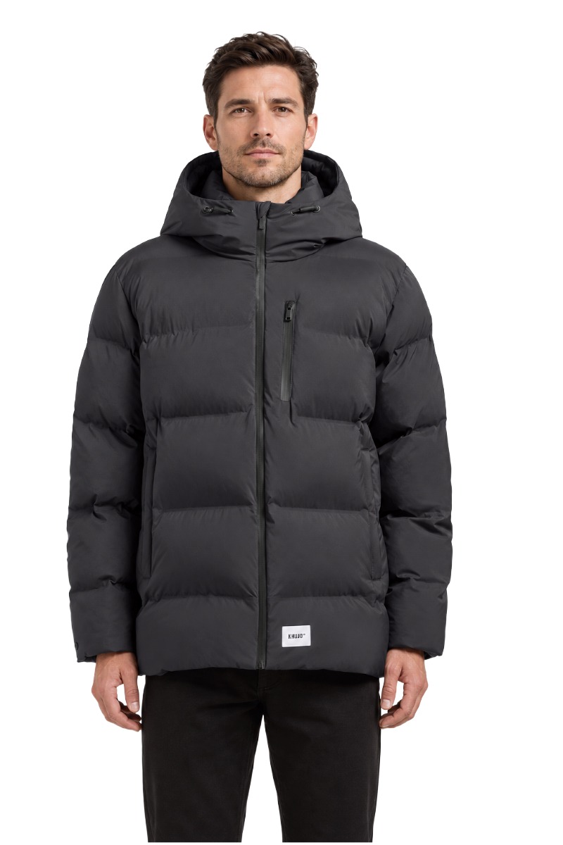 Khujo SILAS Herren Puffer-Steppjacke mit Kapuze und Brusttasche