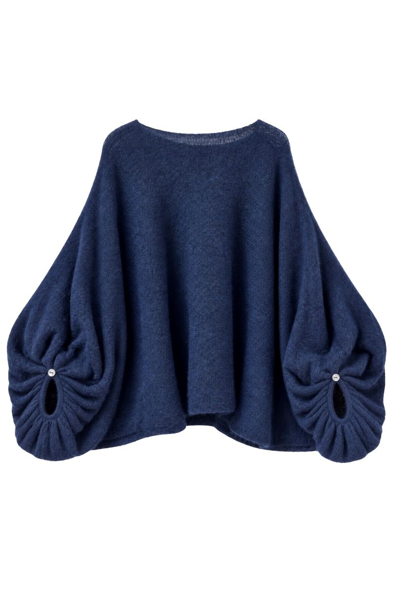 Poncho-Pullover mit weiten Ballonärmeln