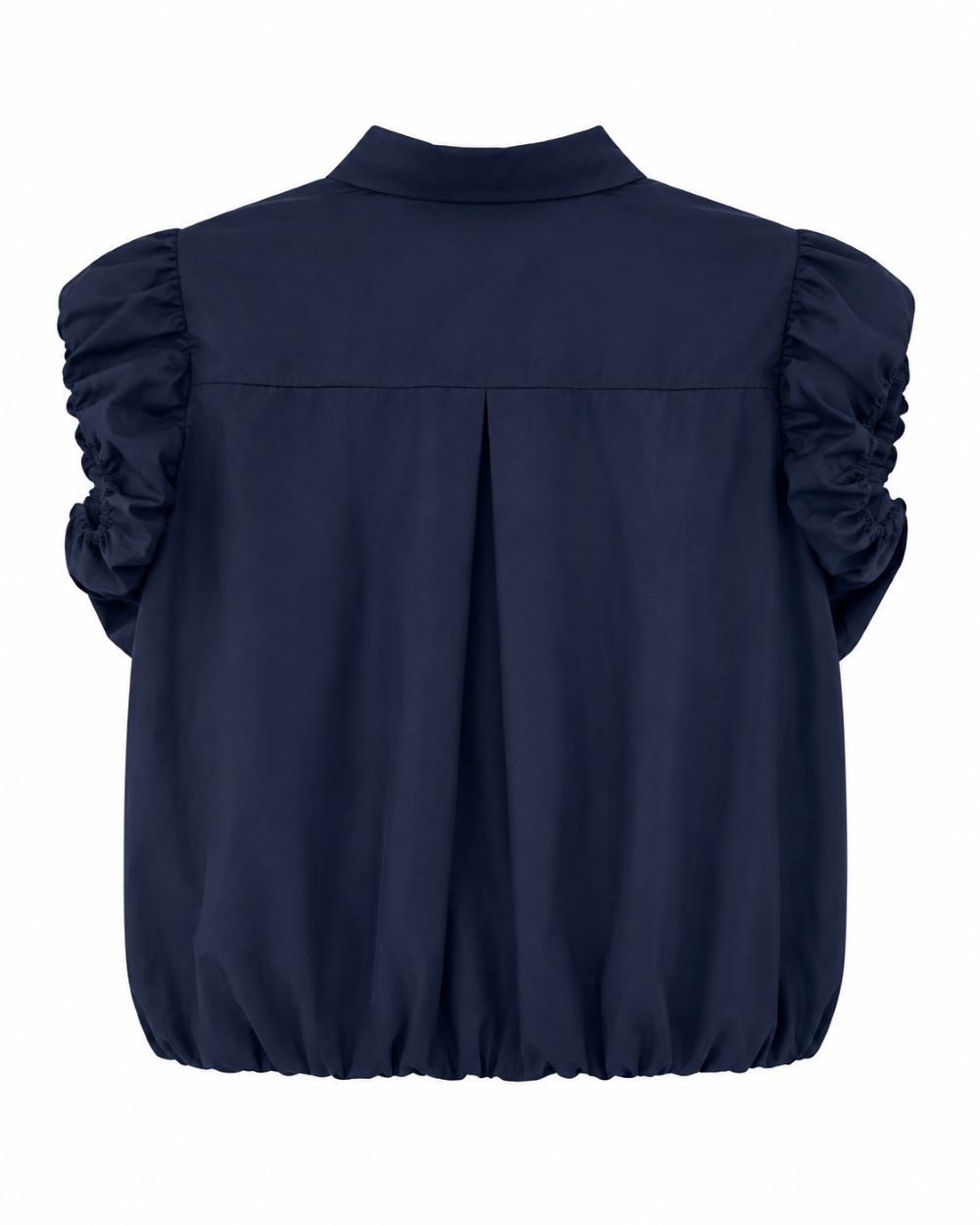 Damen Ballon-Bluse mit gerafften kurzen Statement-Ärmeln
