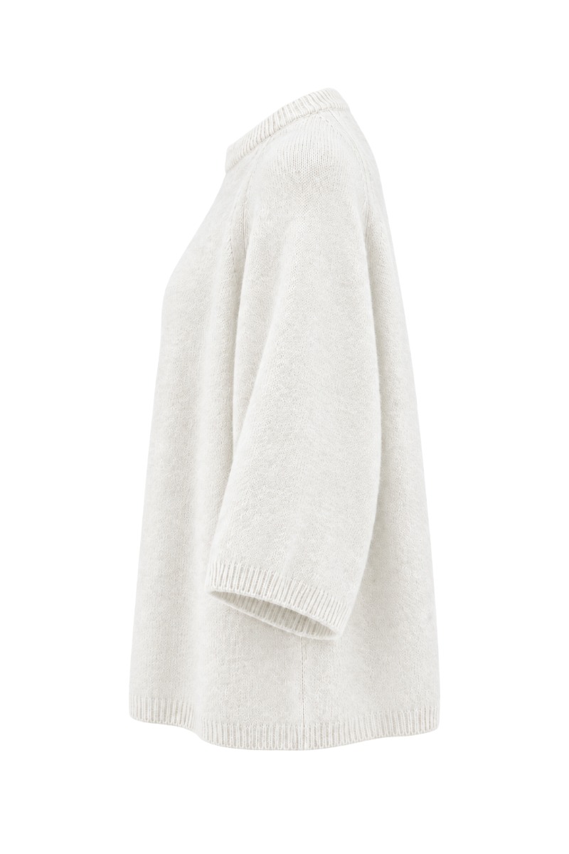 Feiner Angora Strickpullover mit Halbarm & Rundhals