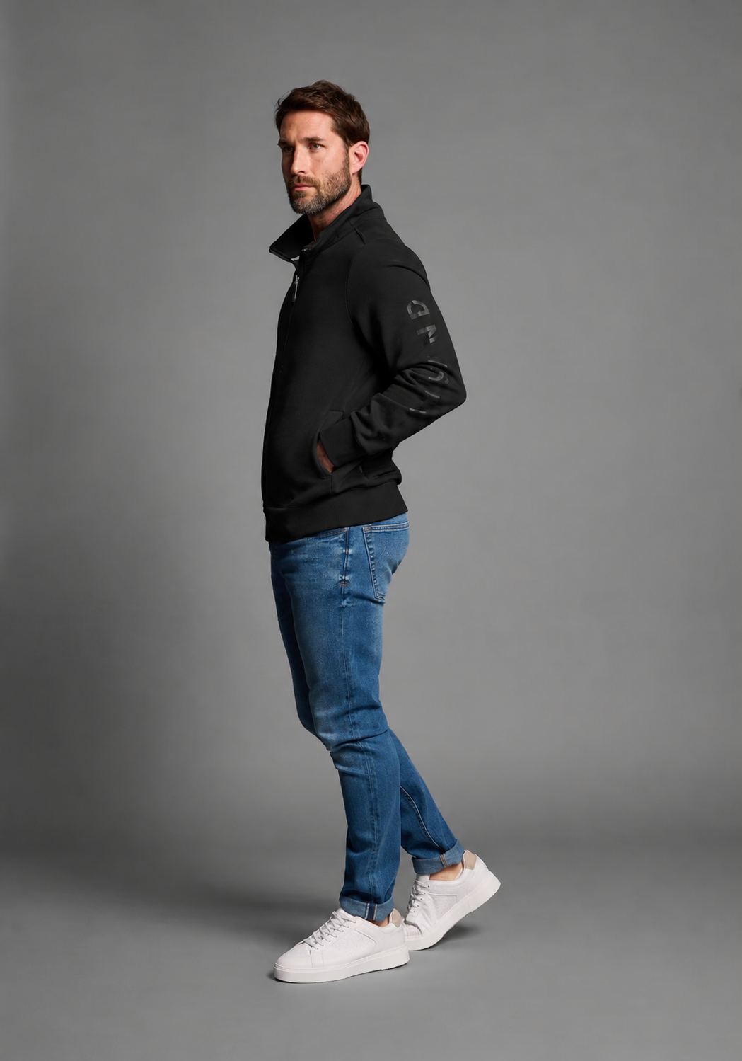 Elbsand Levin Herren Sweatjacke mit Stehkragen