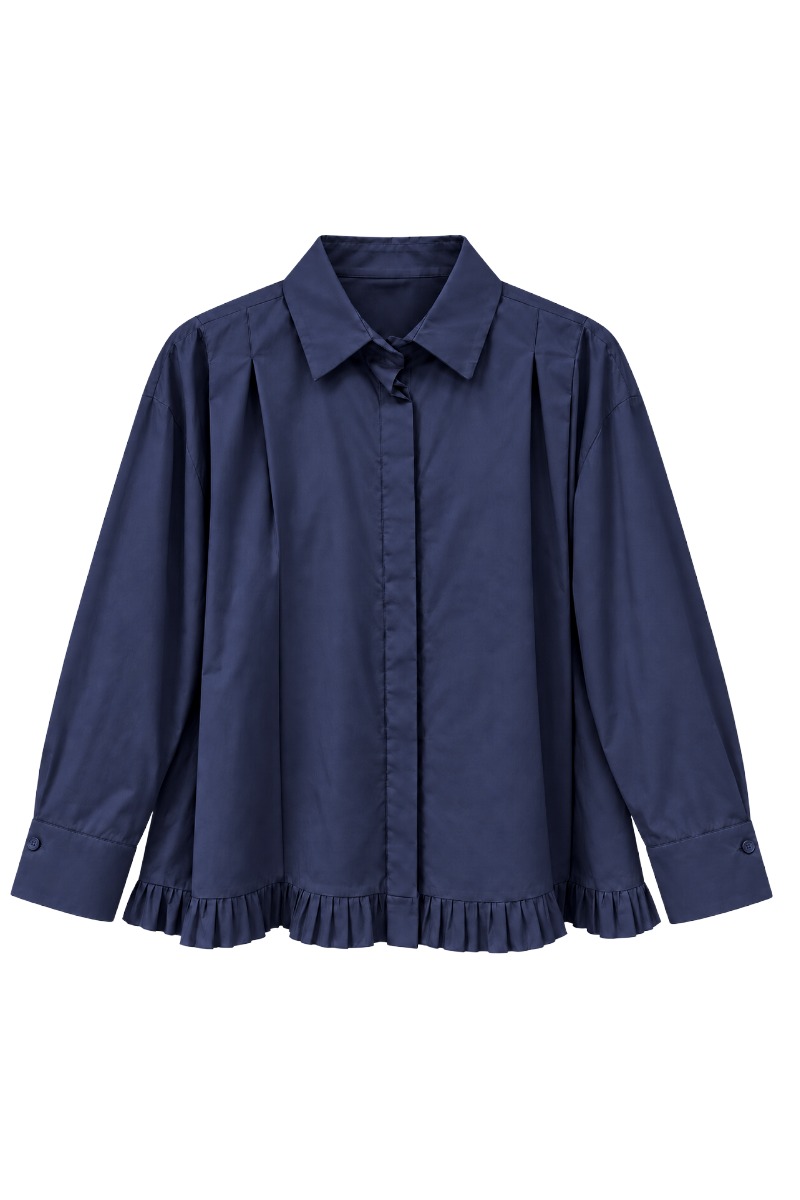 Bluse mit Rüschensaum, Falten an der Schulter & variablen Ärmeln